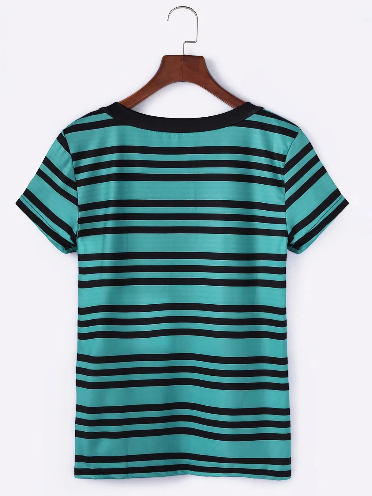 Custom V-Neck Stripe Short Sleeve Blue T-Shirts