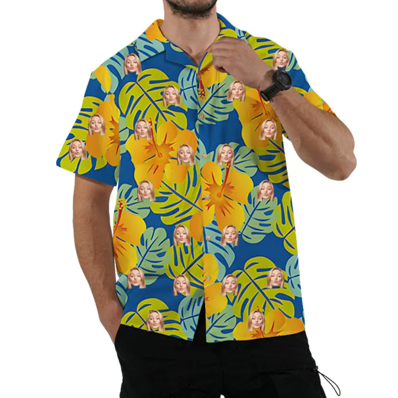Customized Men's Hawaiian Shirts Aloha Shirt Summer Fashion Tops Blouses Breathable Tee Birthday Gifts Valentine's Day Gifts for Boyfriend Dad