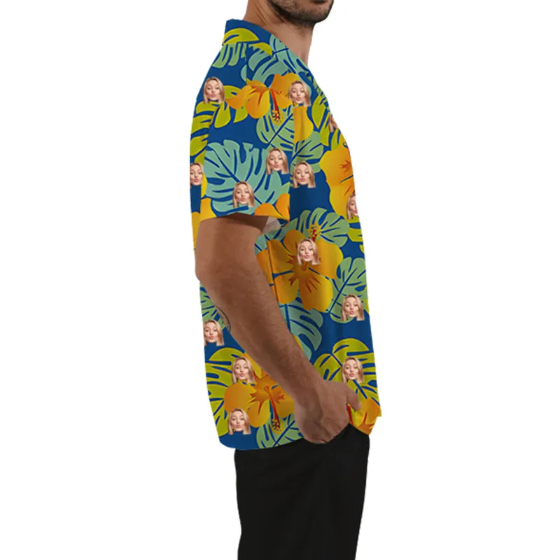 Customized Men's Hawaiian Shirts Aloha Shirt Summer Fashion Tops Blouses Breathable Tee Birthday Gifts Valentine's Day Gifts for Boyfriend Dad