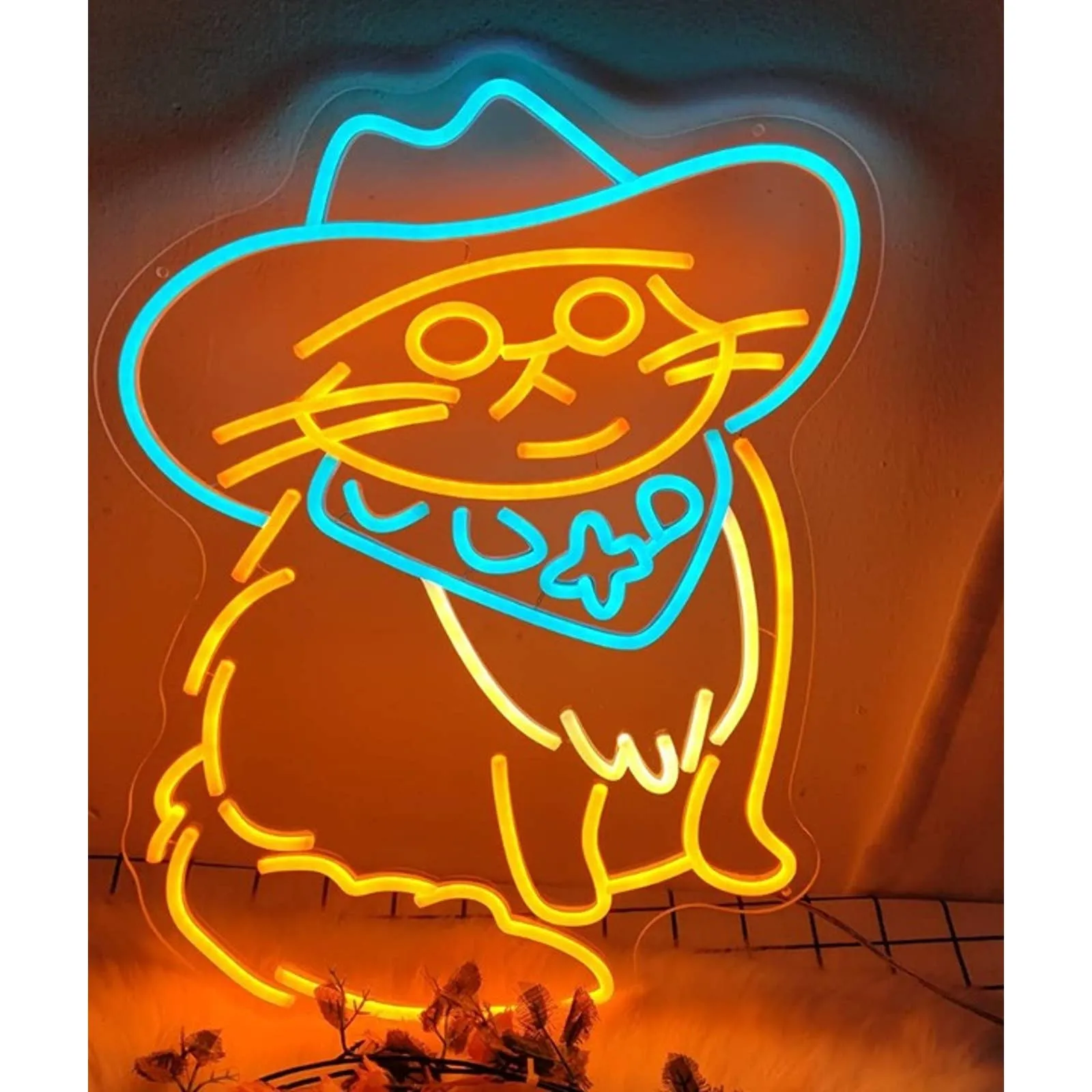 Cute Bright Cow Boy Kitty Cat LED Night Light Western Decor