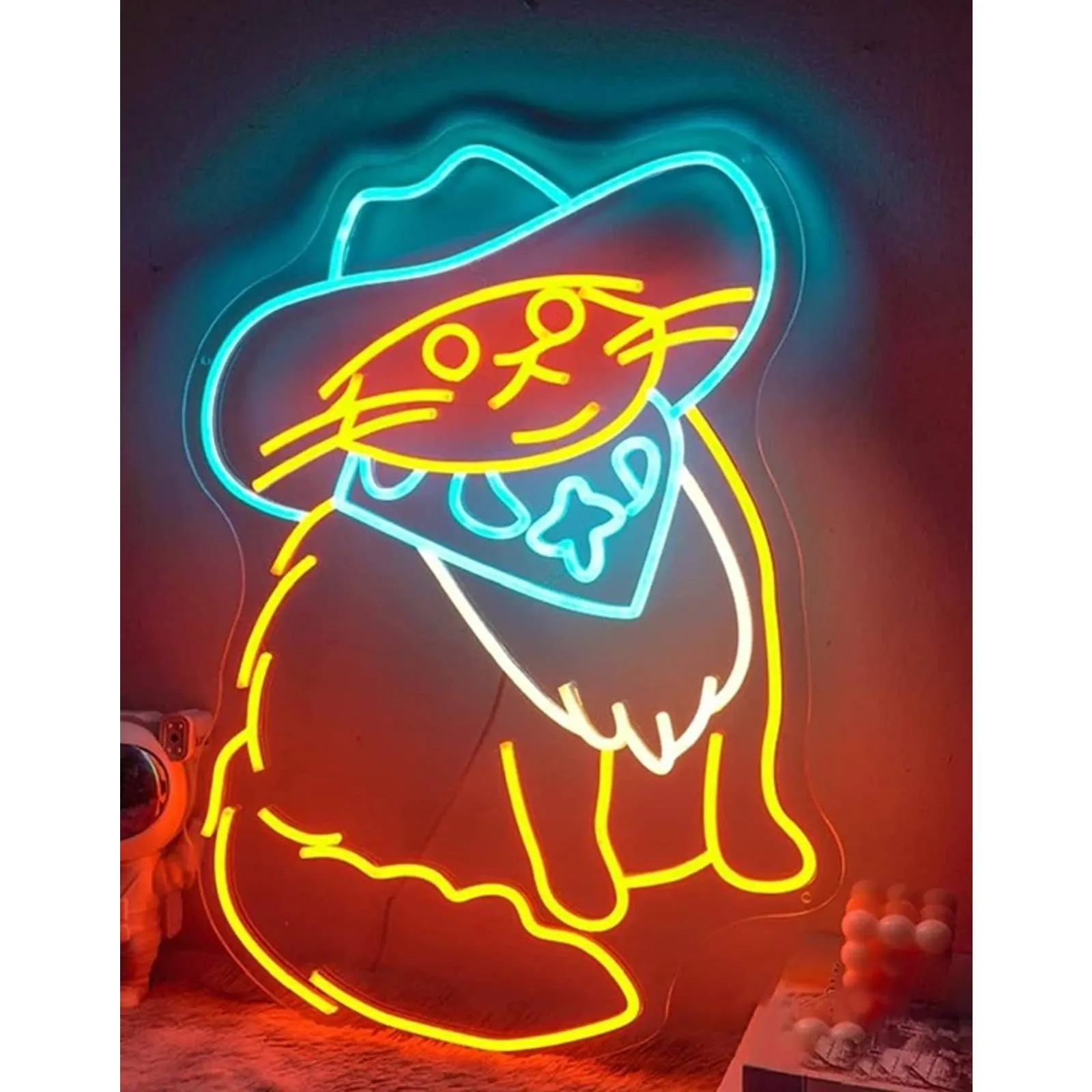 Cute Bright Cow Boy Kitty Cat LED Night Light Western Decor