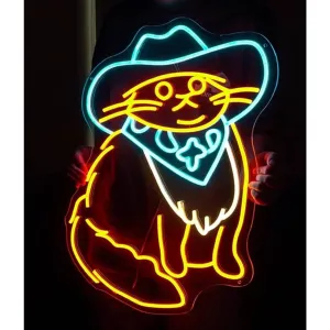 Cute Bright Cow Boy Kitty Cat LED Night Light Western Decor