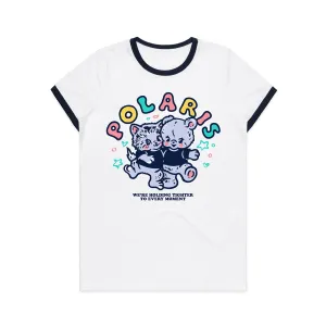 Cute Womens Ringer T-Shirt (White/Navy)