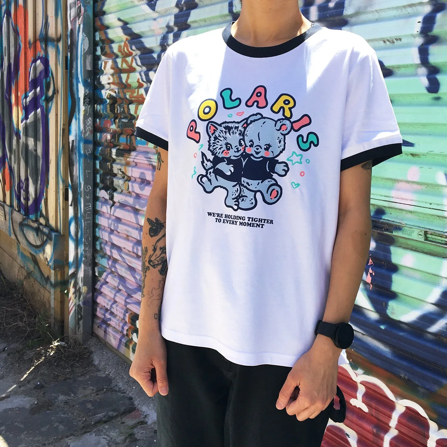Cute Womens Ringer T-Shirt (White/Navy)