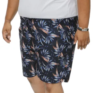 D555 Mens Darian Big & Tall All Over Hawaiian Print Swim Shorts - Navy