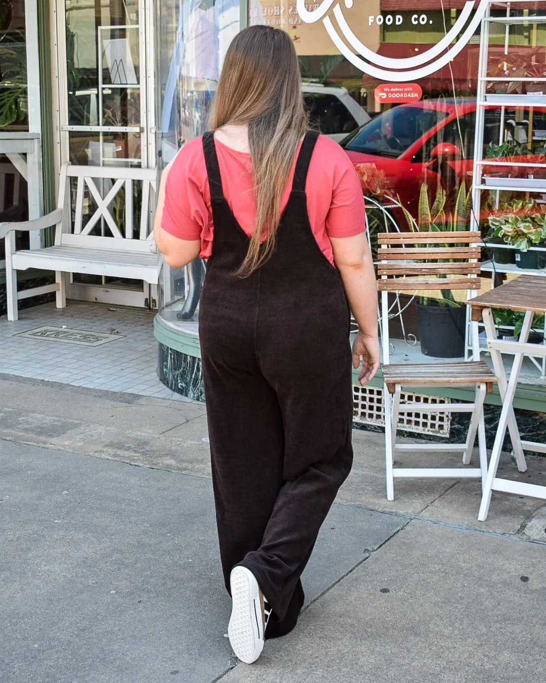 DARBY CORDUROY STRAIGHT LEG OVERALLS - BROWN