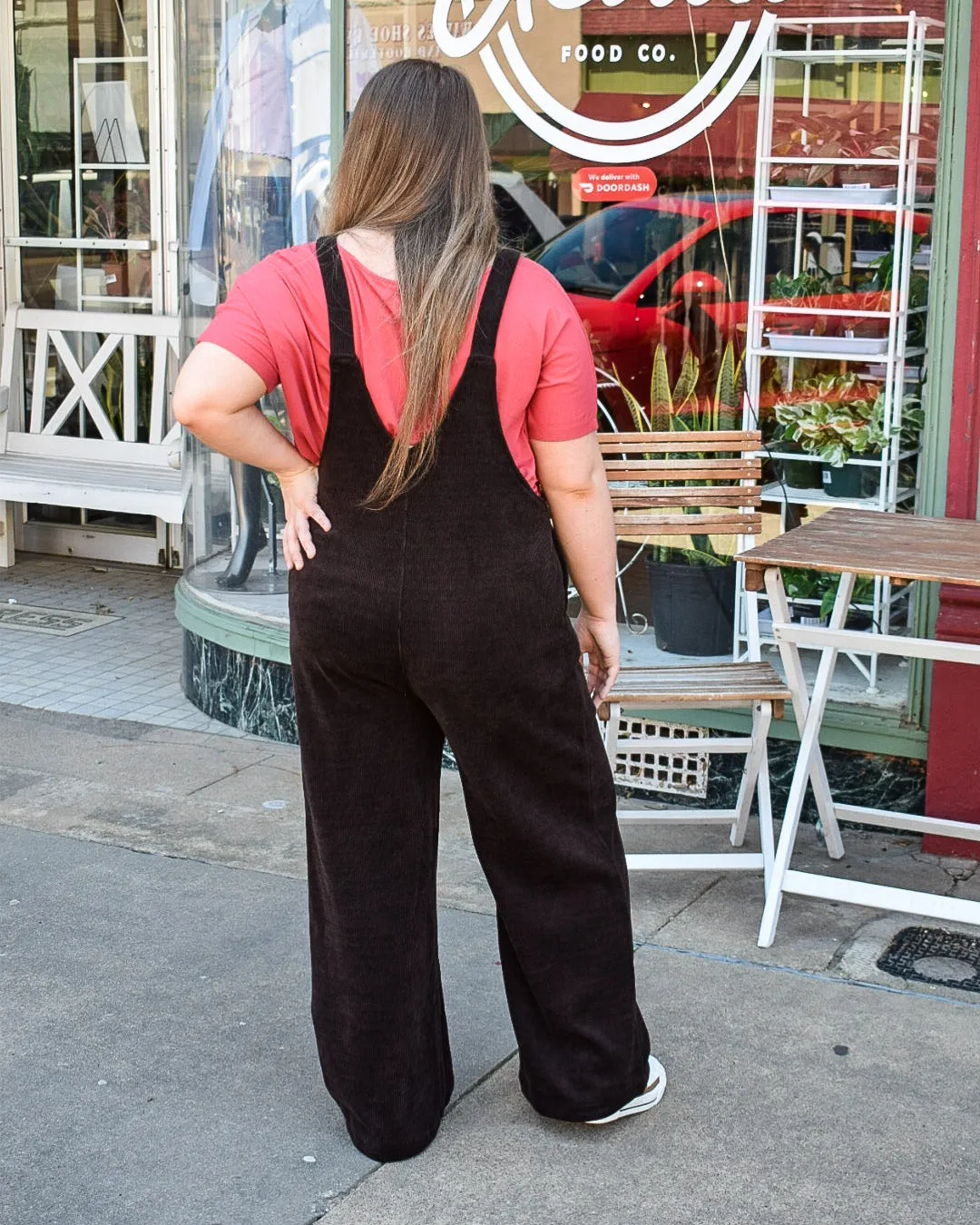 DARBY CORDUROY STRAIGHT LEG OVERALLS - BROWN