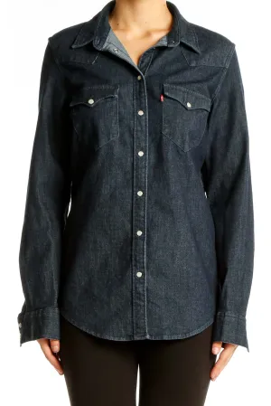 Dark Blue Denim Western Shirt