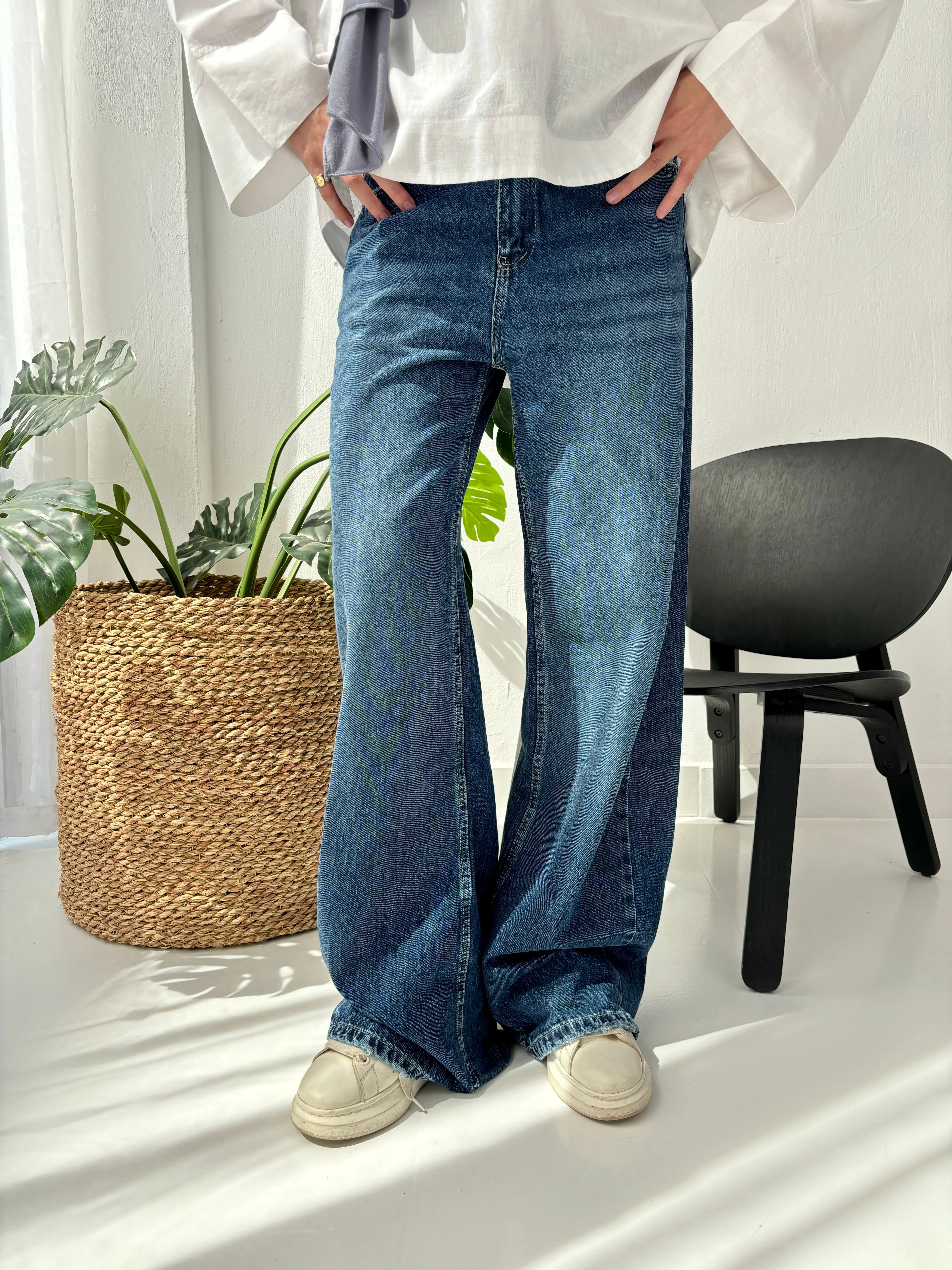 Dark Blue Flared Leg Jeans