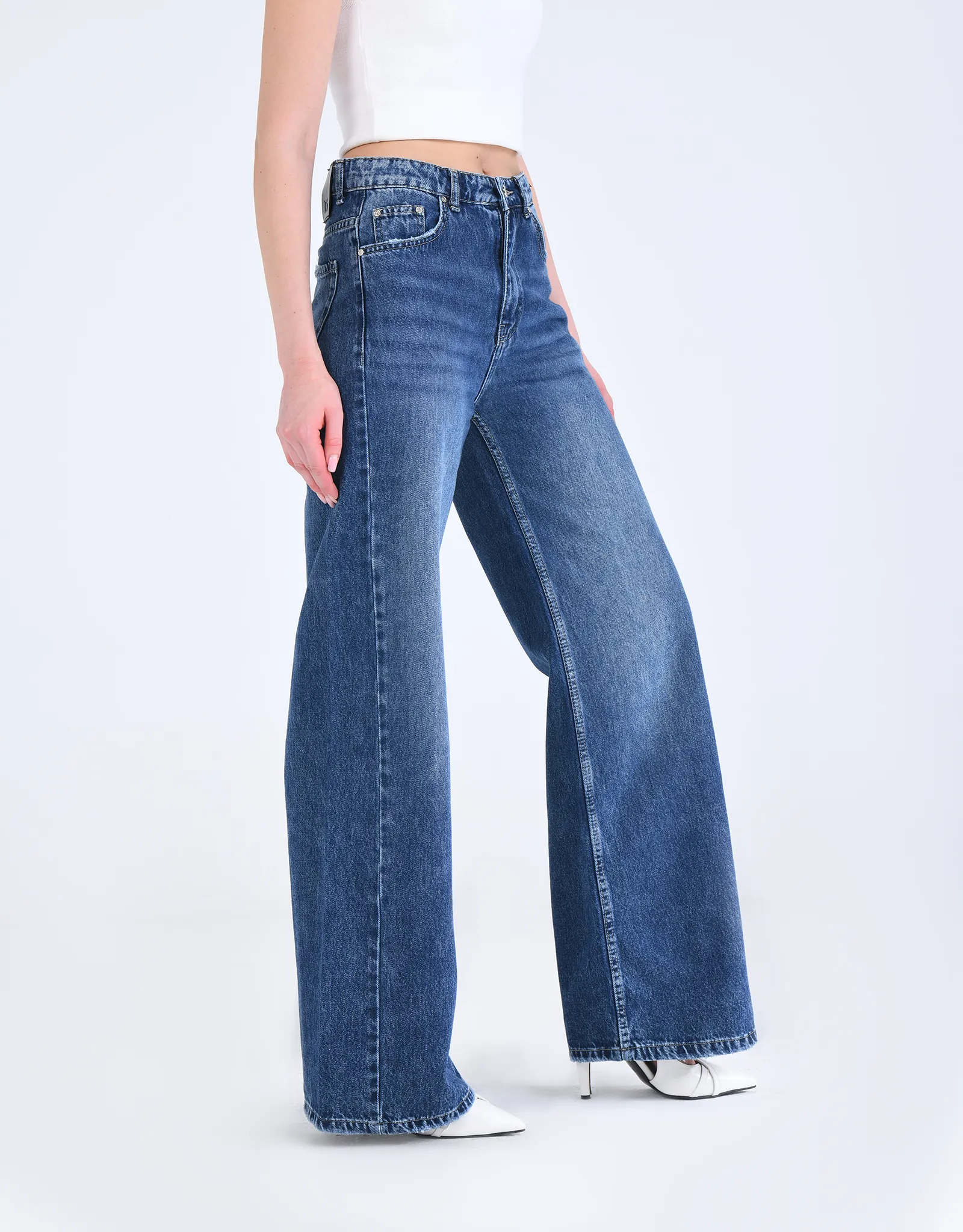 Dark Blue Flared Leg Jeans