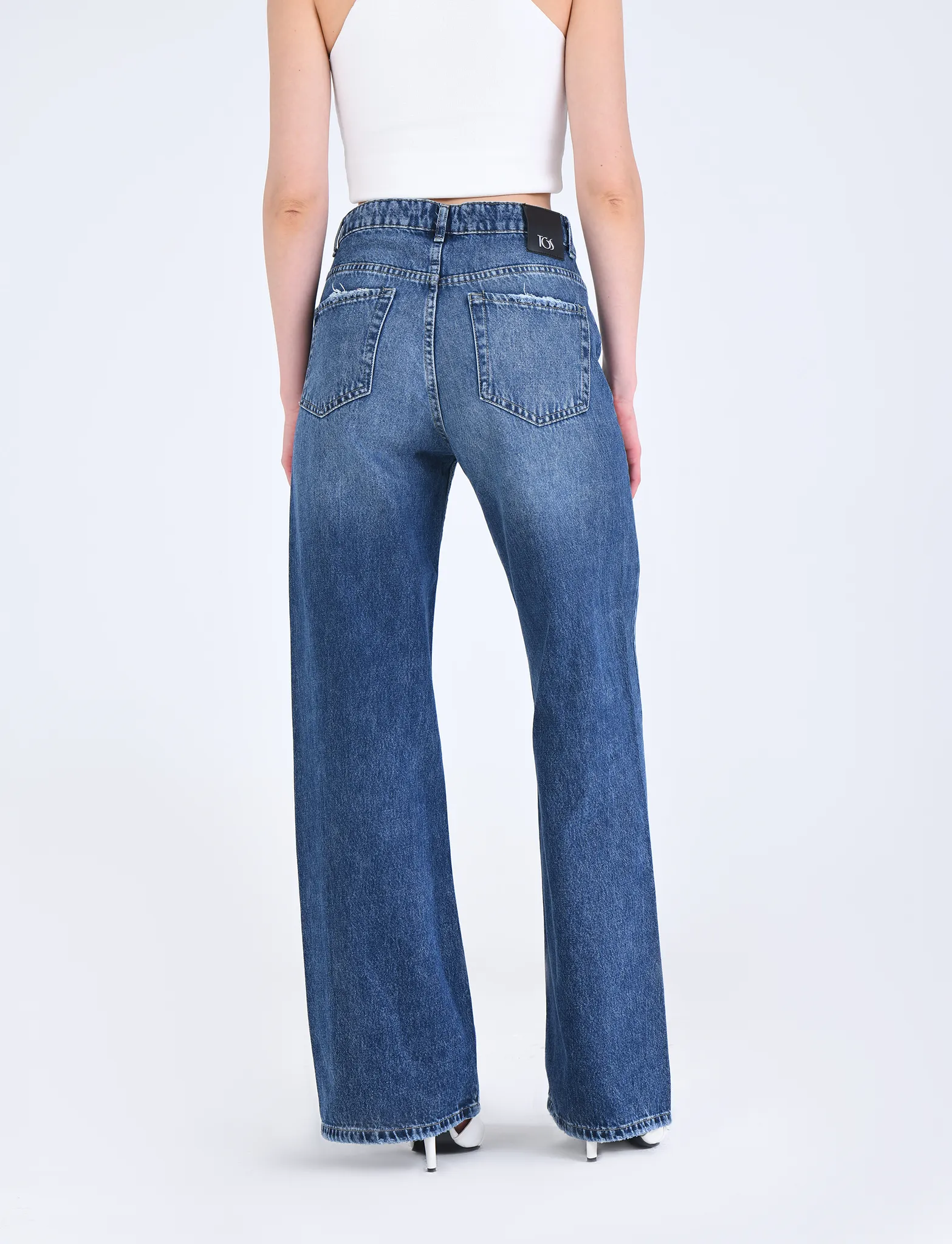 Dark Blue Flared Leg Jeans