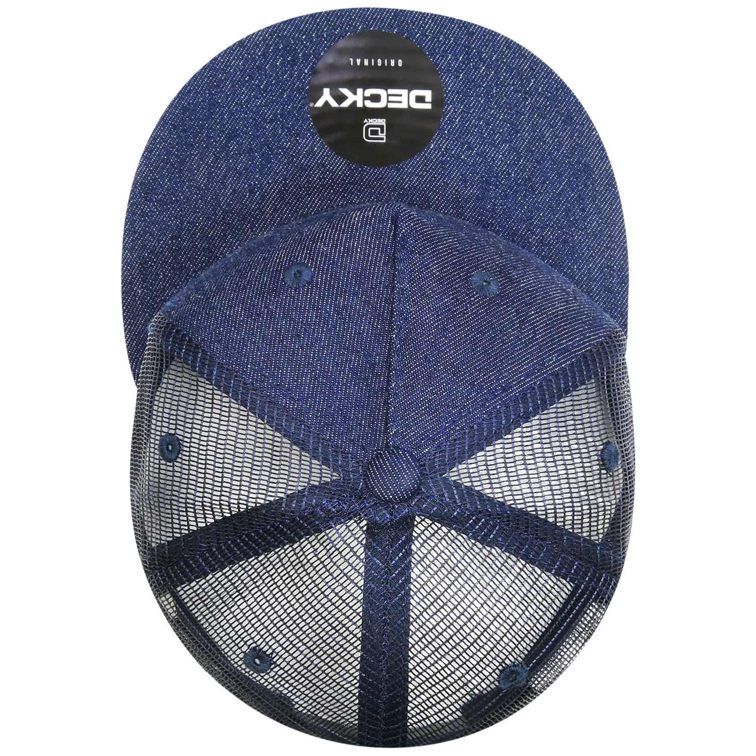Decky 1082 5 Panel Denim Trucker Hat, Flat Bill Mesh Back Cap - CASE Pricing