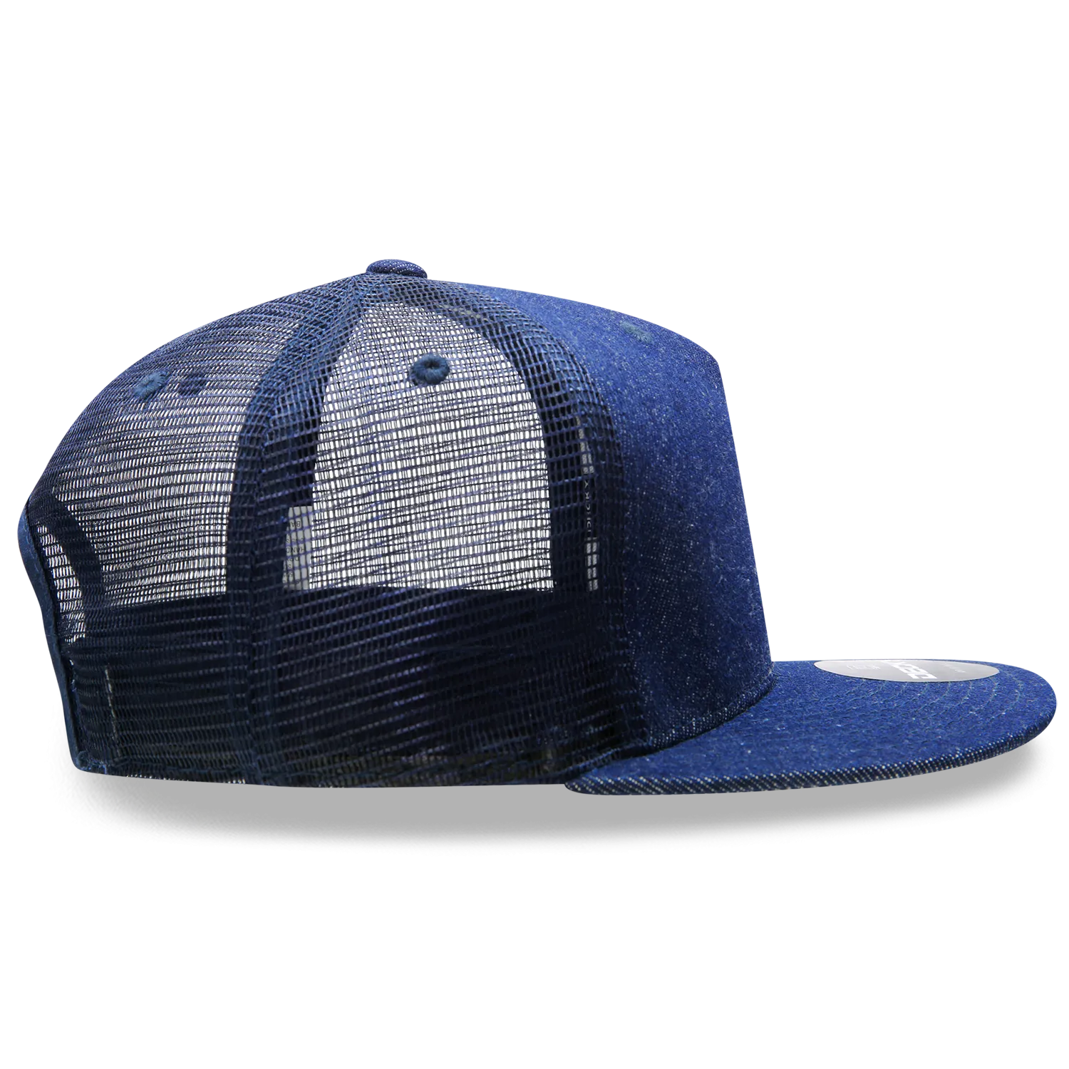 Decky 1082 5 Panel Denim Trucker Hat, Flat Bill Mesh Back Cap - CASE Pricing