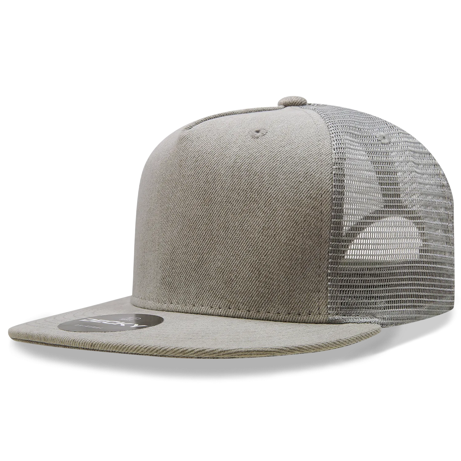 Decky 1082 5 Panel Denim Trucker Hat, Flat Bill Mesh Back Cap - CASE Pricing
