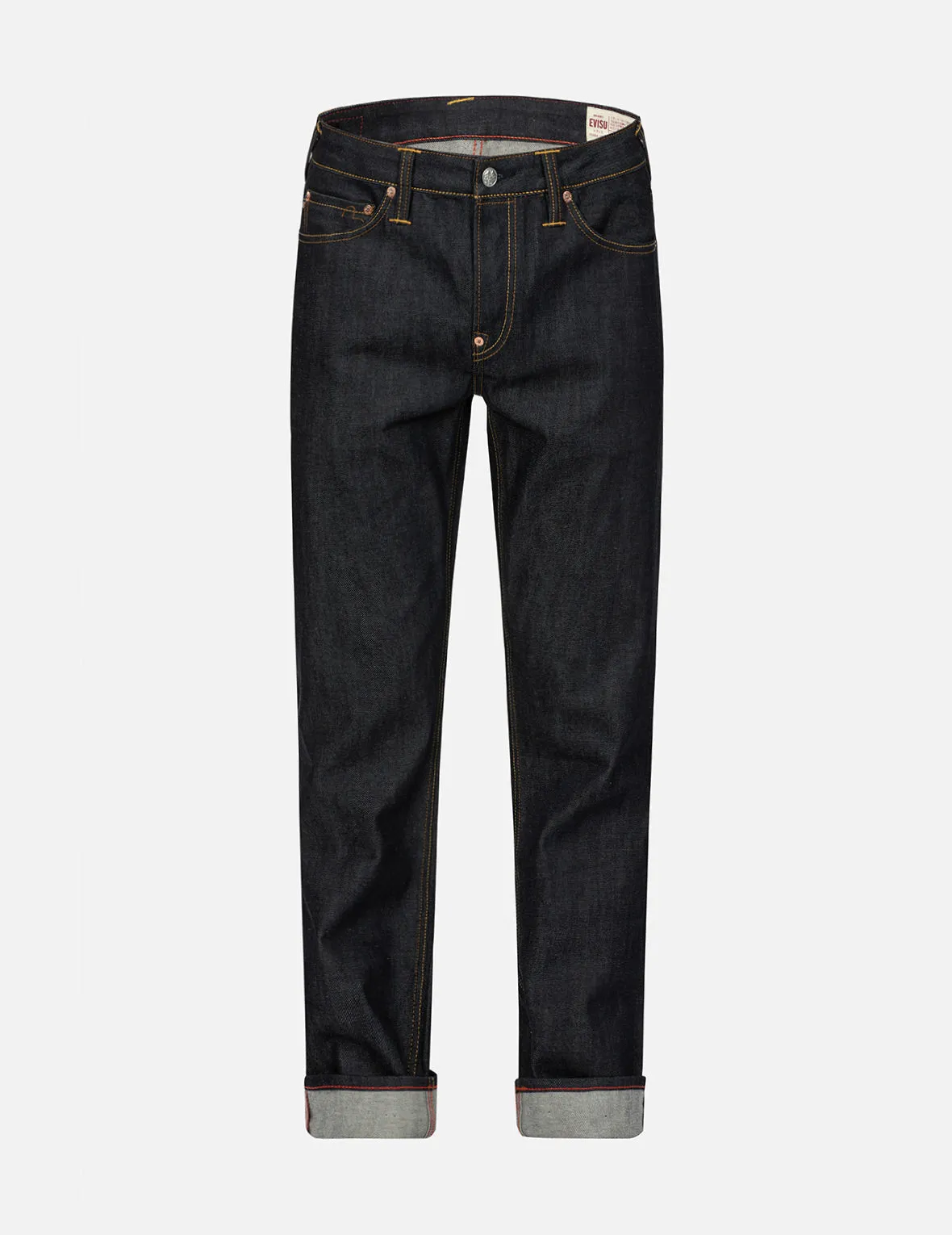 Deer and Seagull Embroidery Slim Fit Selvedge Denim Jeans #2010
