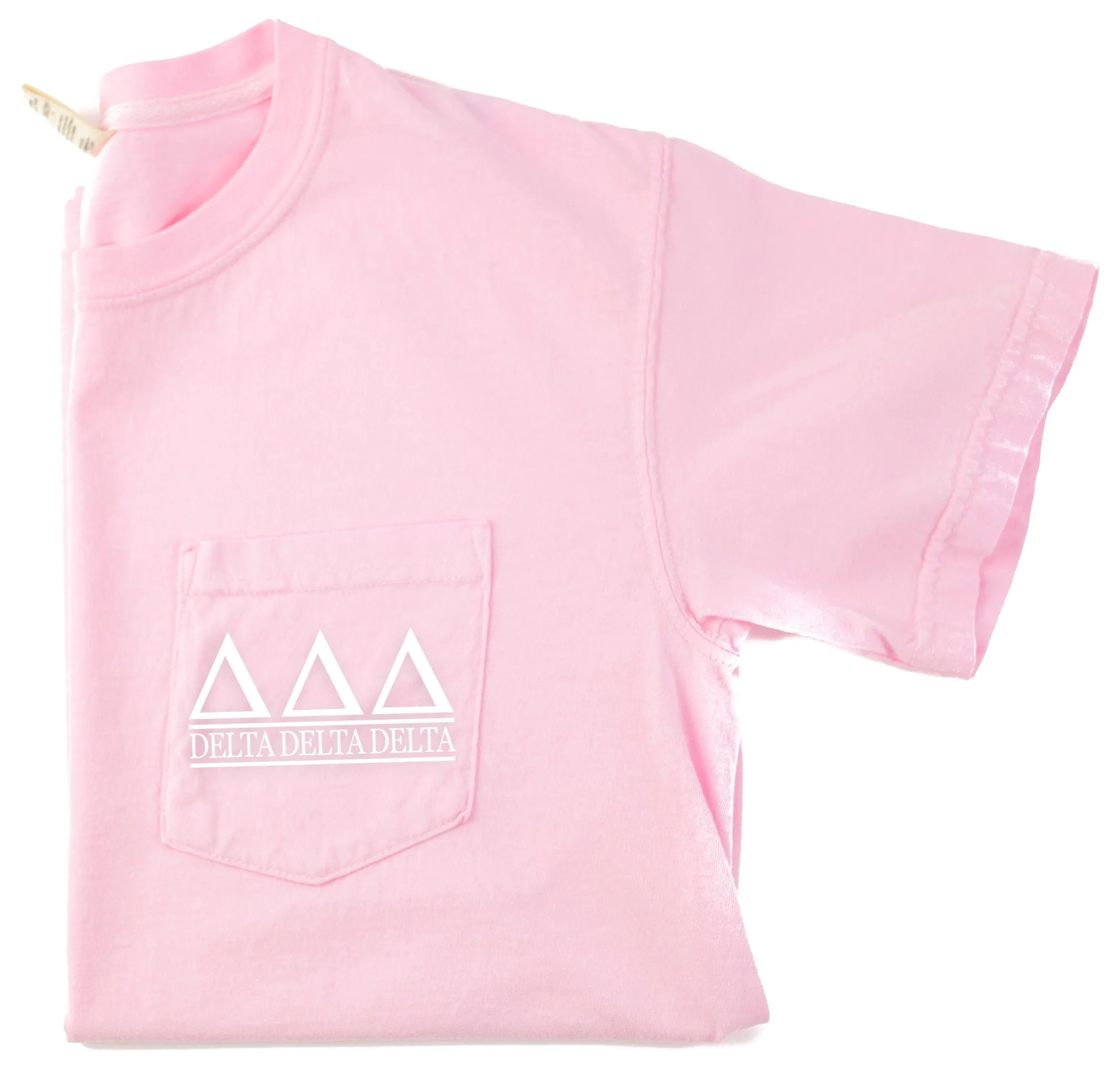 Delta Delta Delta Block Letters Pocket Tee - Blossom