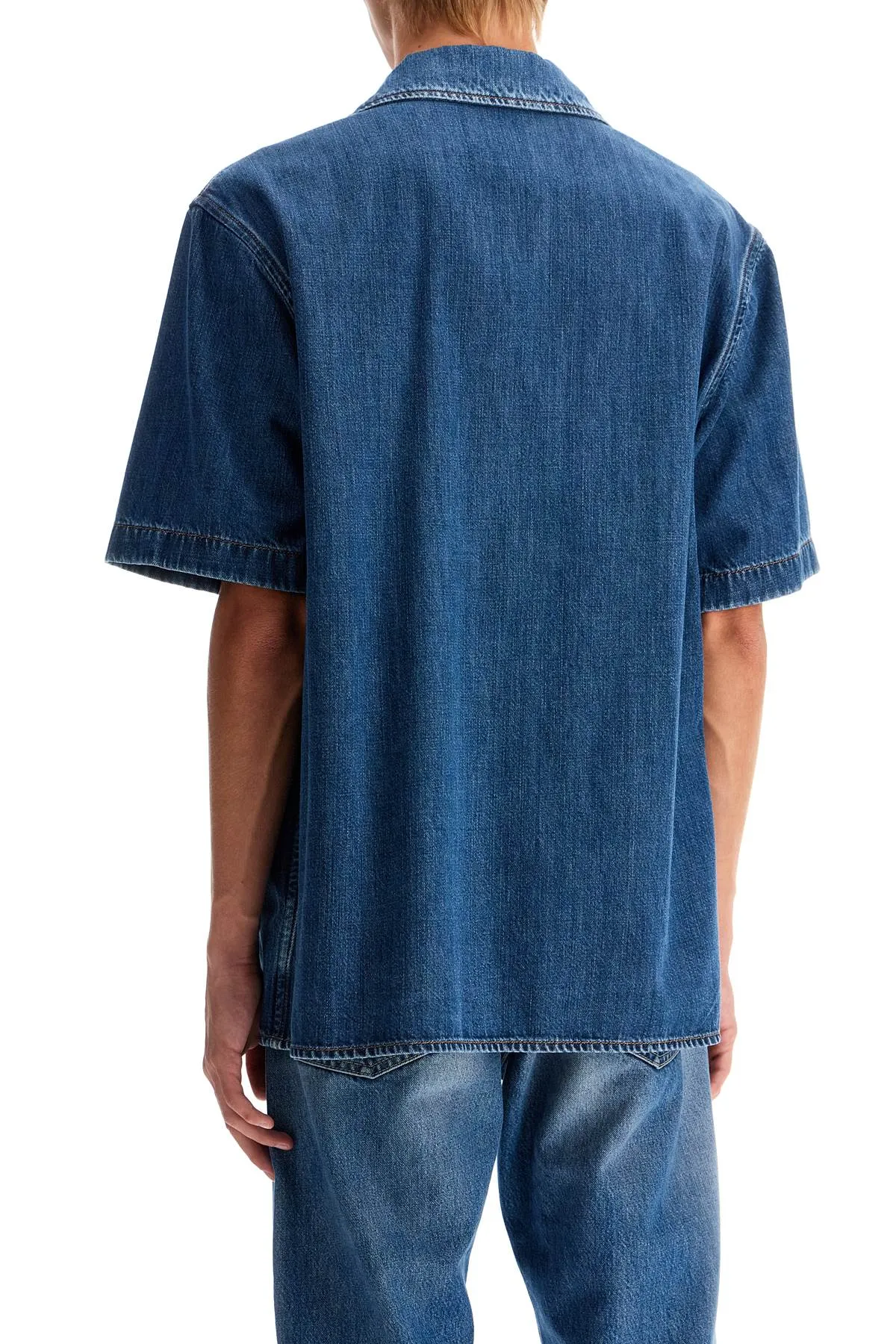 denim bowling shirt for men 5V3DB03BAA3 MEDIUM BLUE DENIM