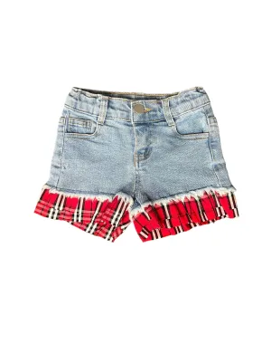 Denim Shorts w/ Plaid Riffle Kid (6-7)