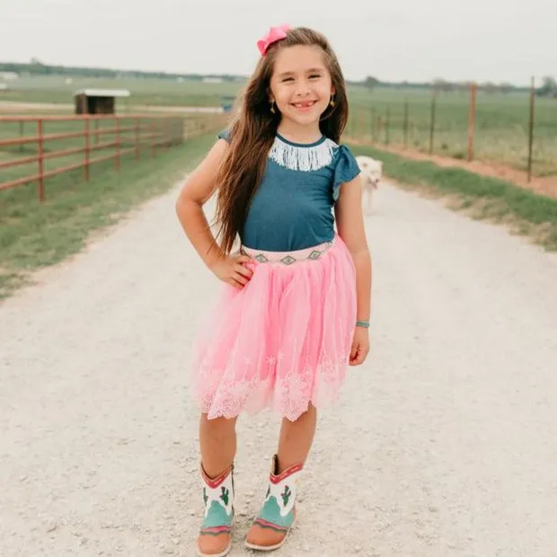 Denim w/t Fringe Top (2T-5T)
