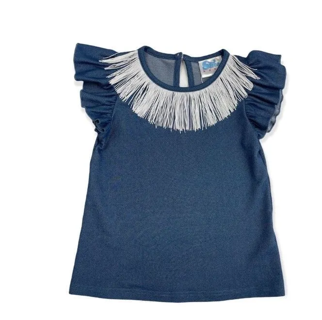 Denim w/t Fringe Top (2T-5T)