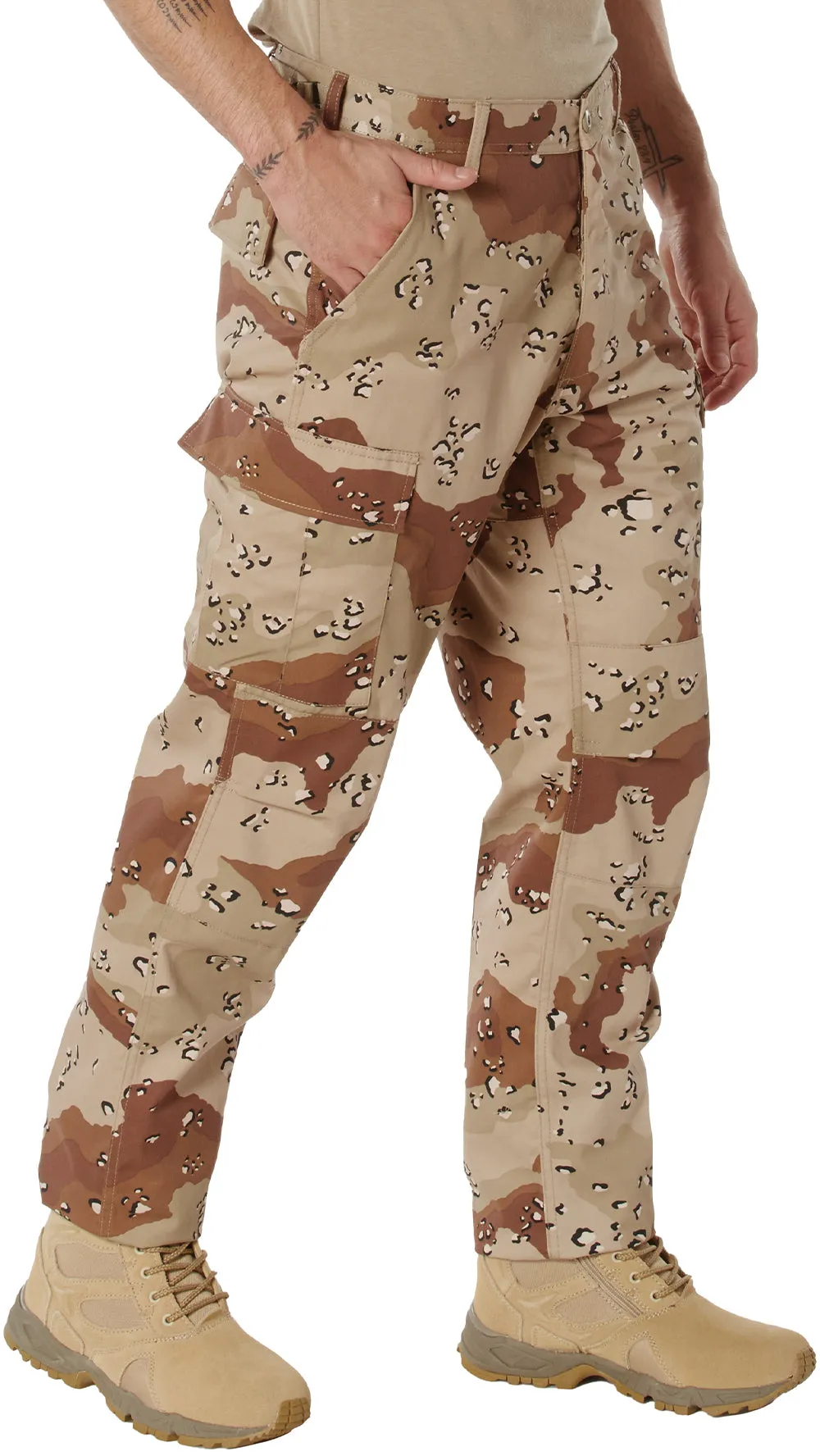 Desert Camouflage Six-Color - Tactical BDU Pants - Polyester Cotton Twill - Button Fly