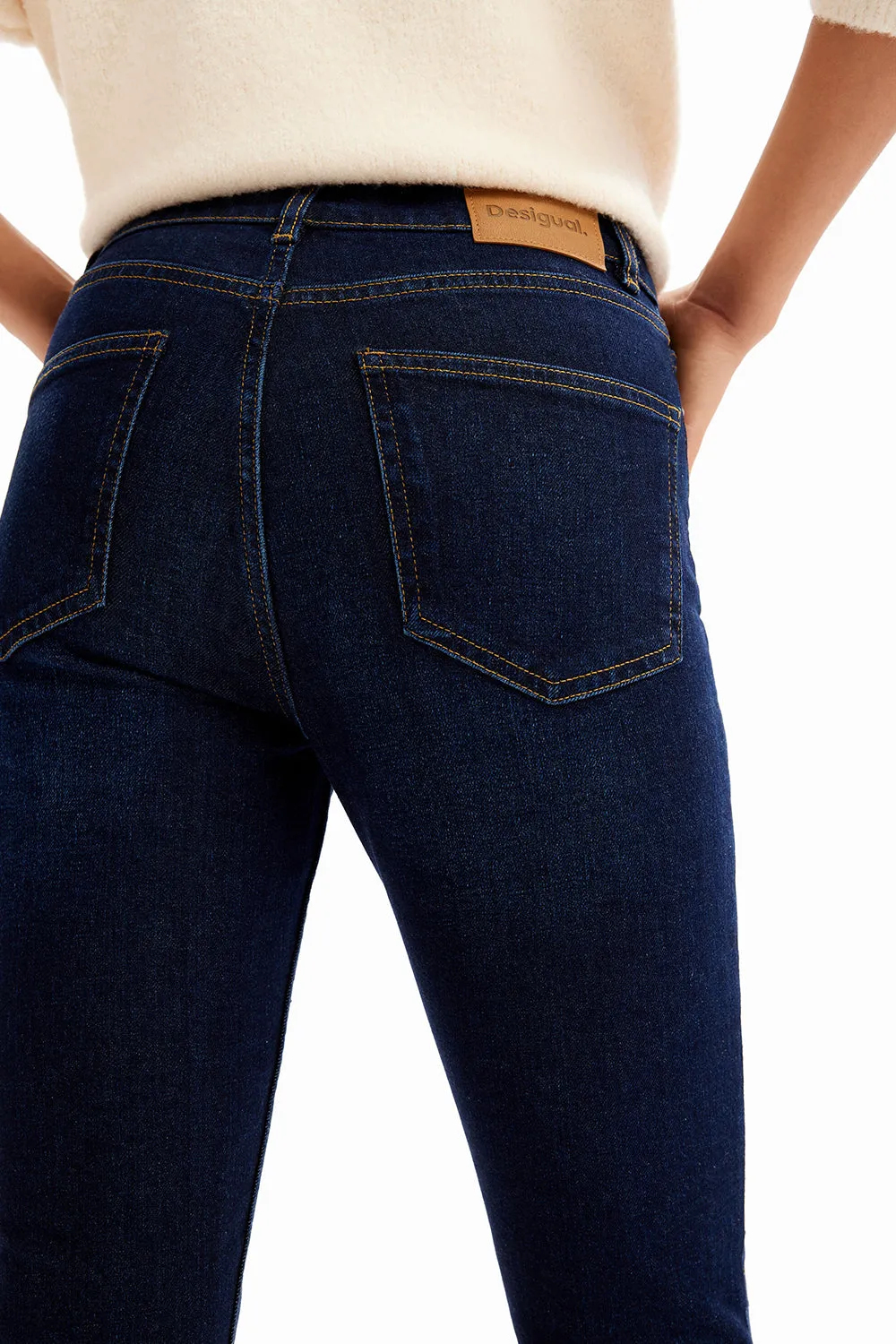 Desigual Rhinestone Flare Jeans Denim Dark Blue