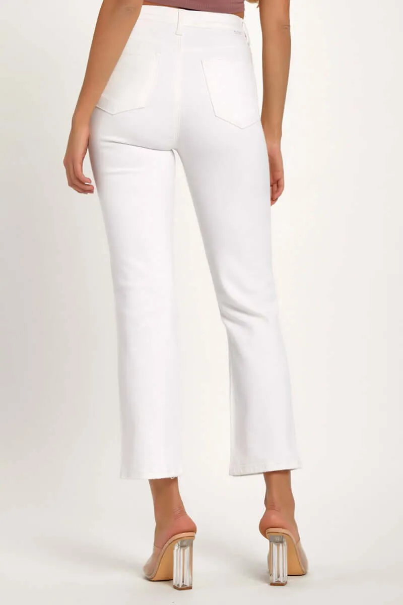 Distressed Cropped Straight Jeans