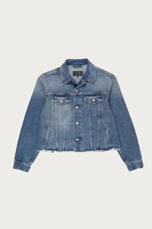 Distressed Denim Jacket - Light Blue