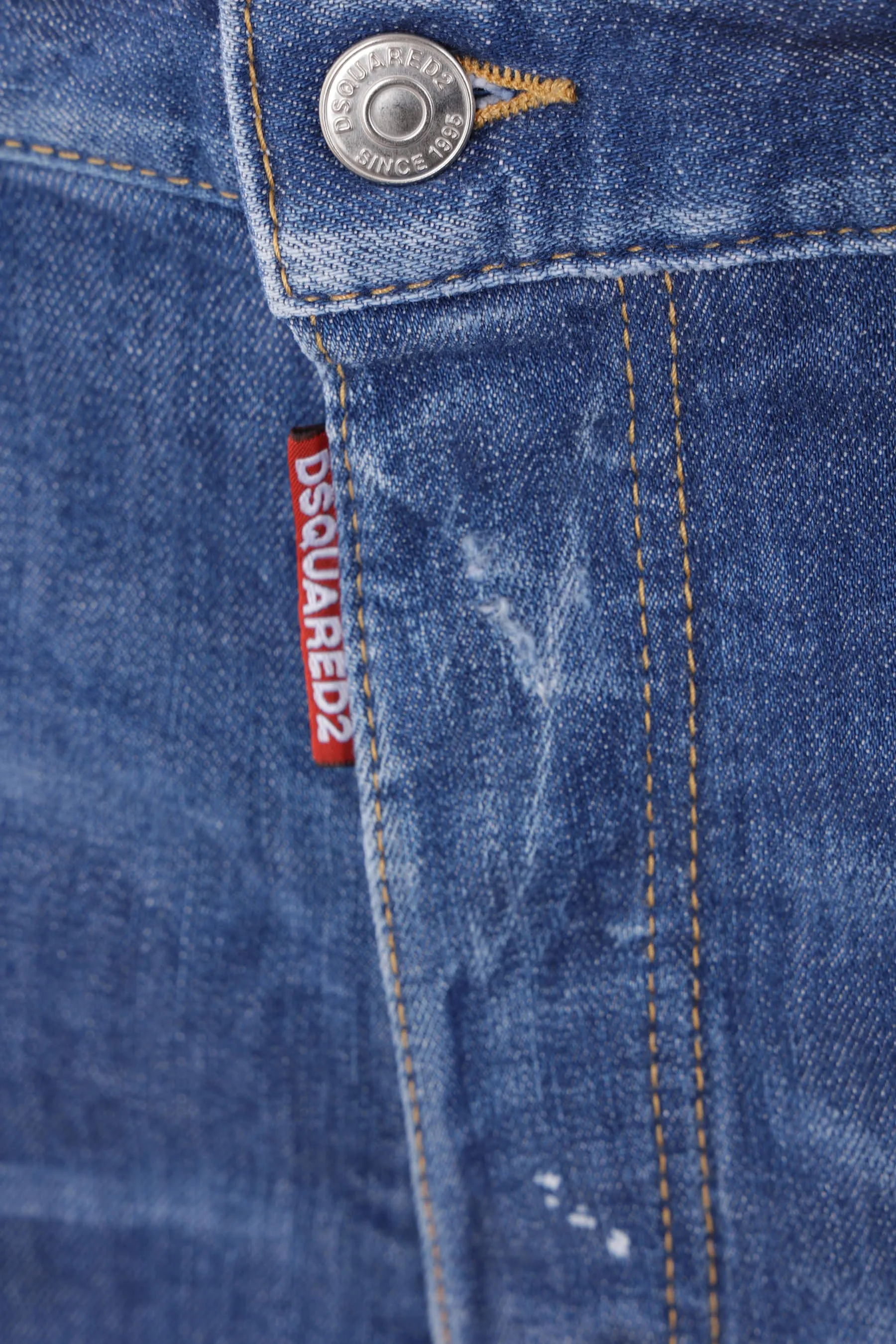 Distressed Splatter Pattern Denim Shorts