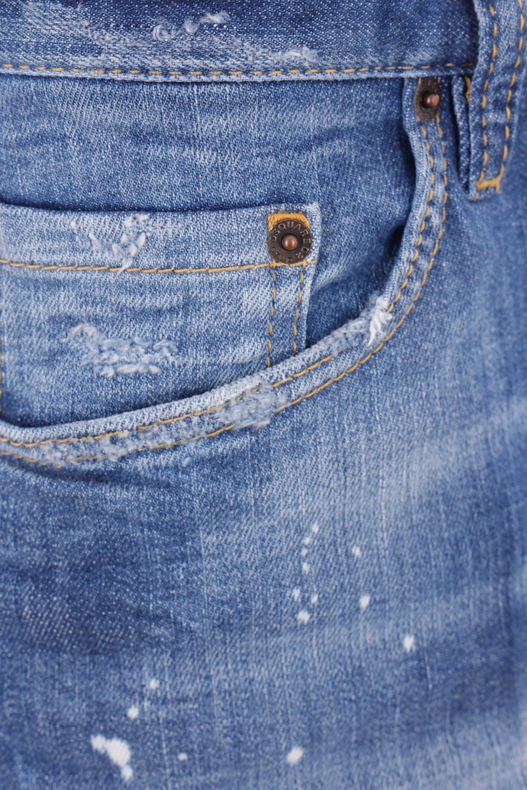 Distressed Splatter Pattern Denim Shorts