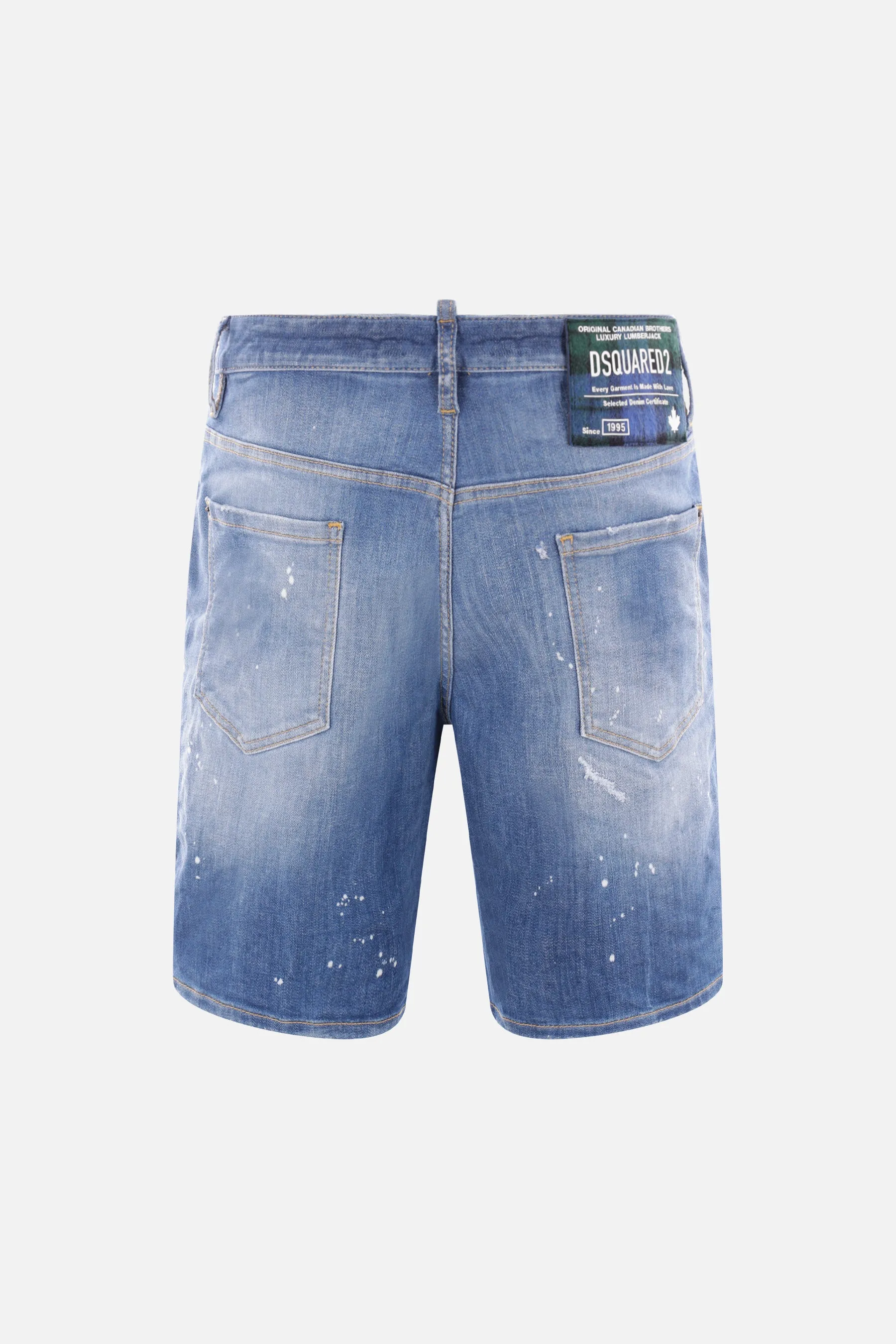 Distressed Splatter Pattern Denim Shorts