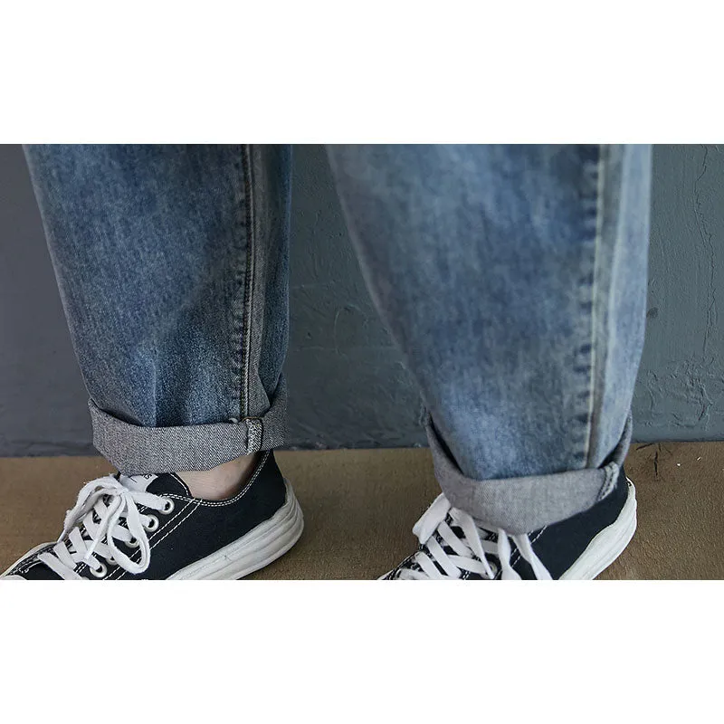 Distressed Washed Jeans Casual Crotch Women's Overall