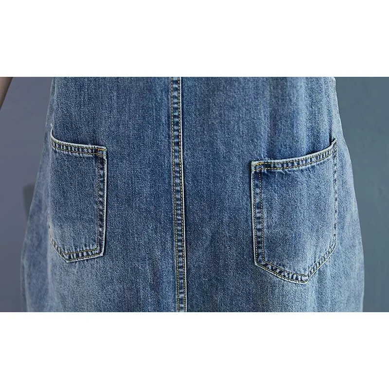 Distressed Washed Jeans Casual Crotch Women's Overall