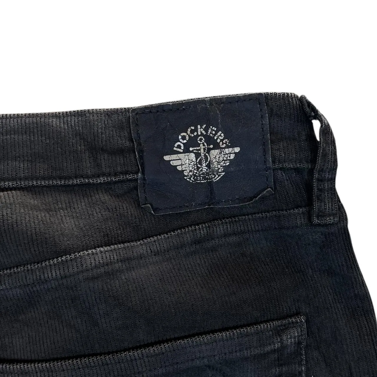 DOCKERS "Straight Fit" Classic Dark Grey Corduroy Cord Straight Leg Trousers