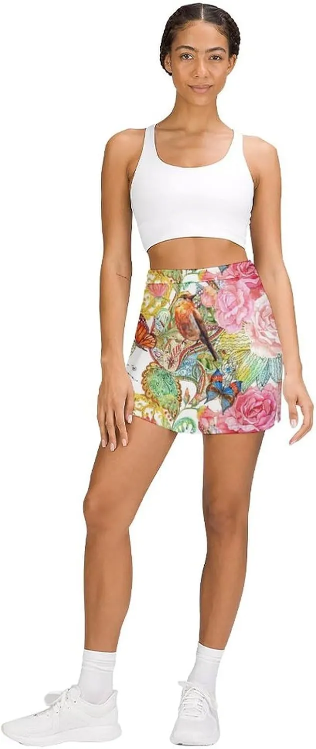 Donnapink Women Yoga Athletic Shorts, High Waisted Shorts, Running Shorts Skirt (S-4XL)