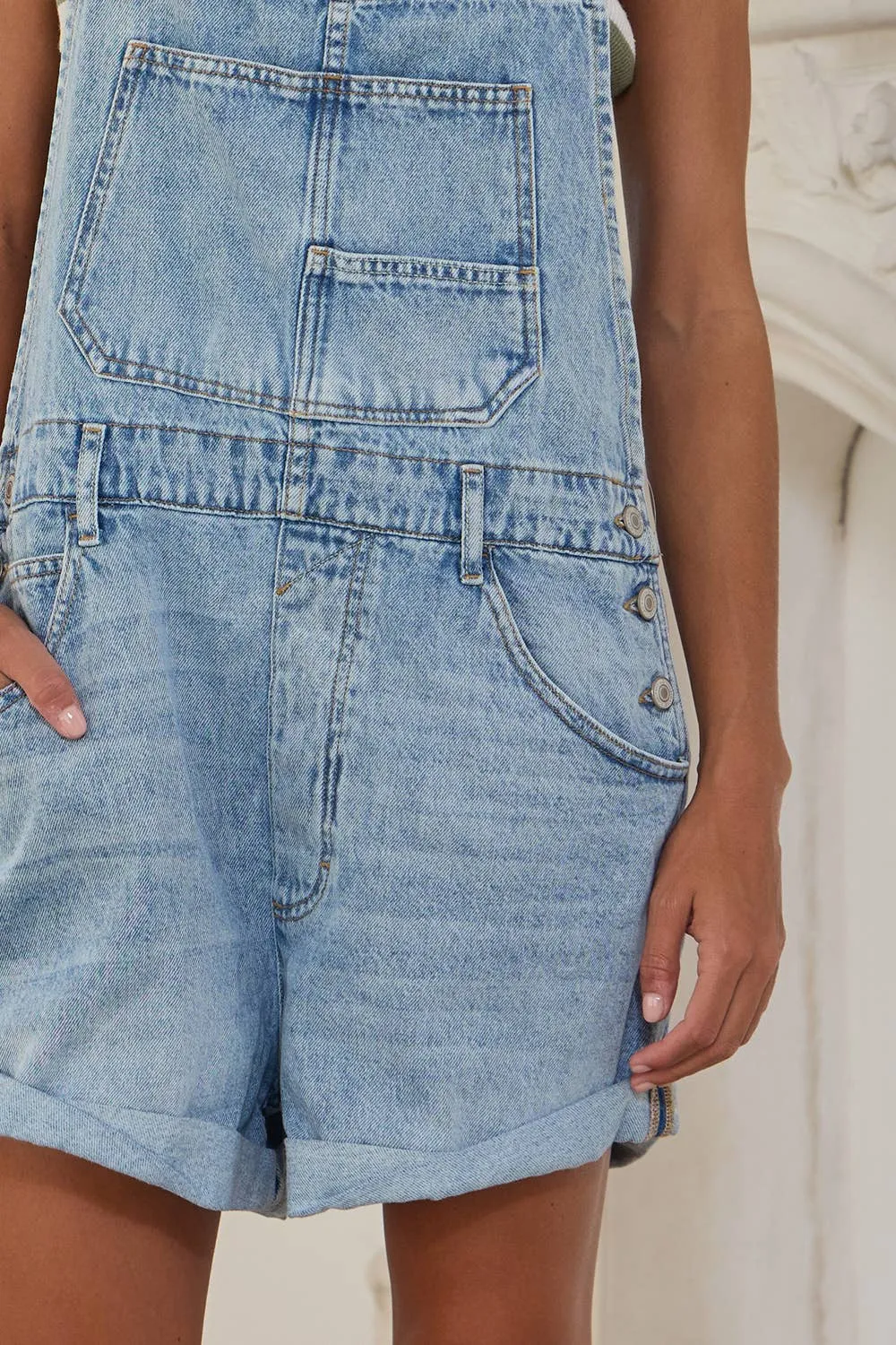Dora Rolled Hemlines Denim Overalls