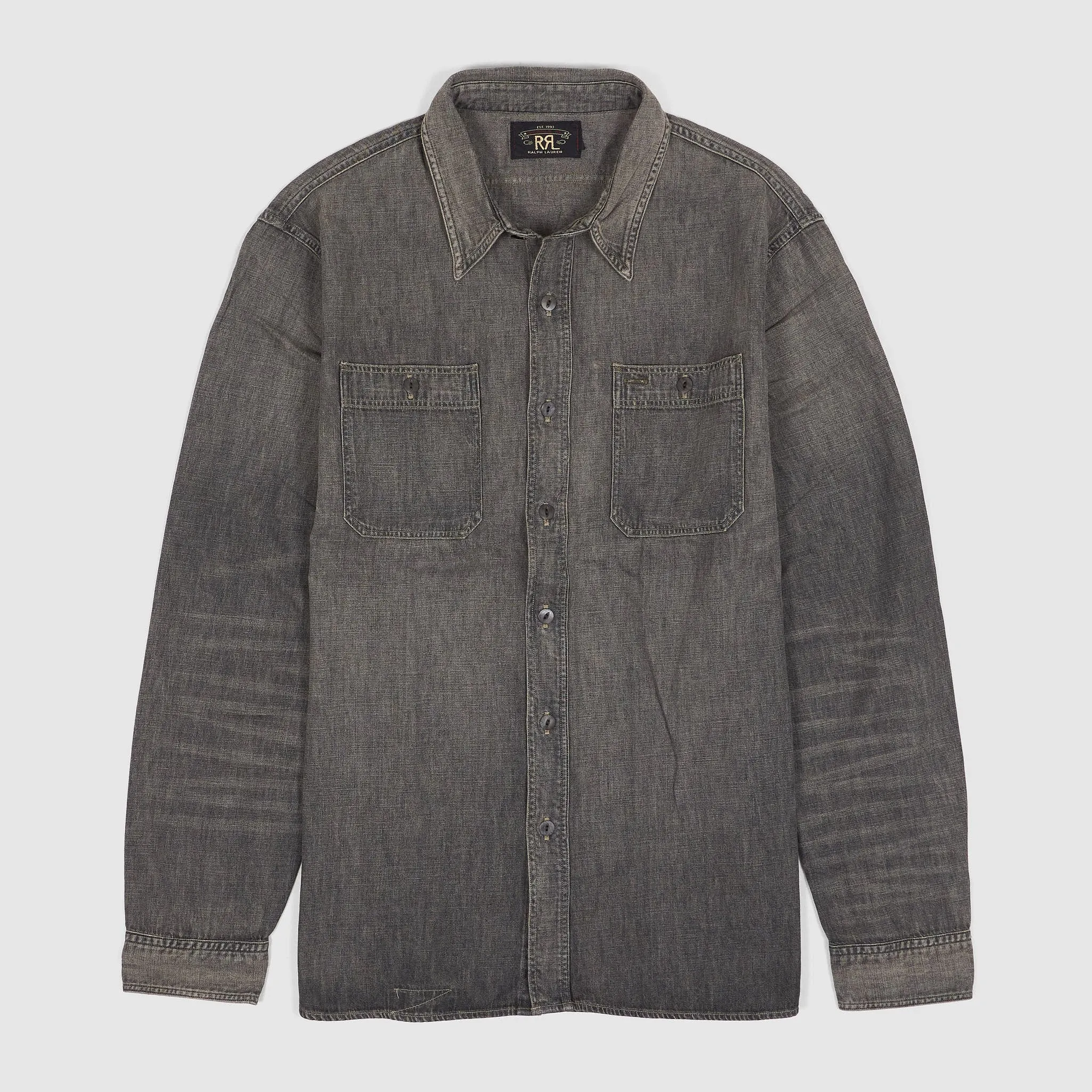 Double RL Black Chambray Long Sleeve Work  Shirt