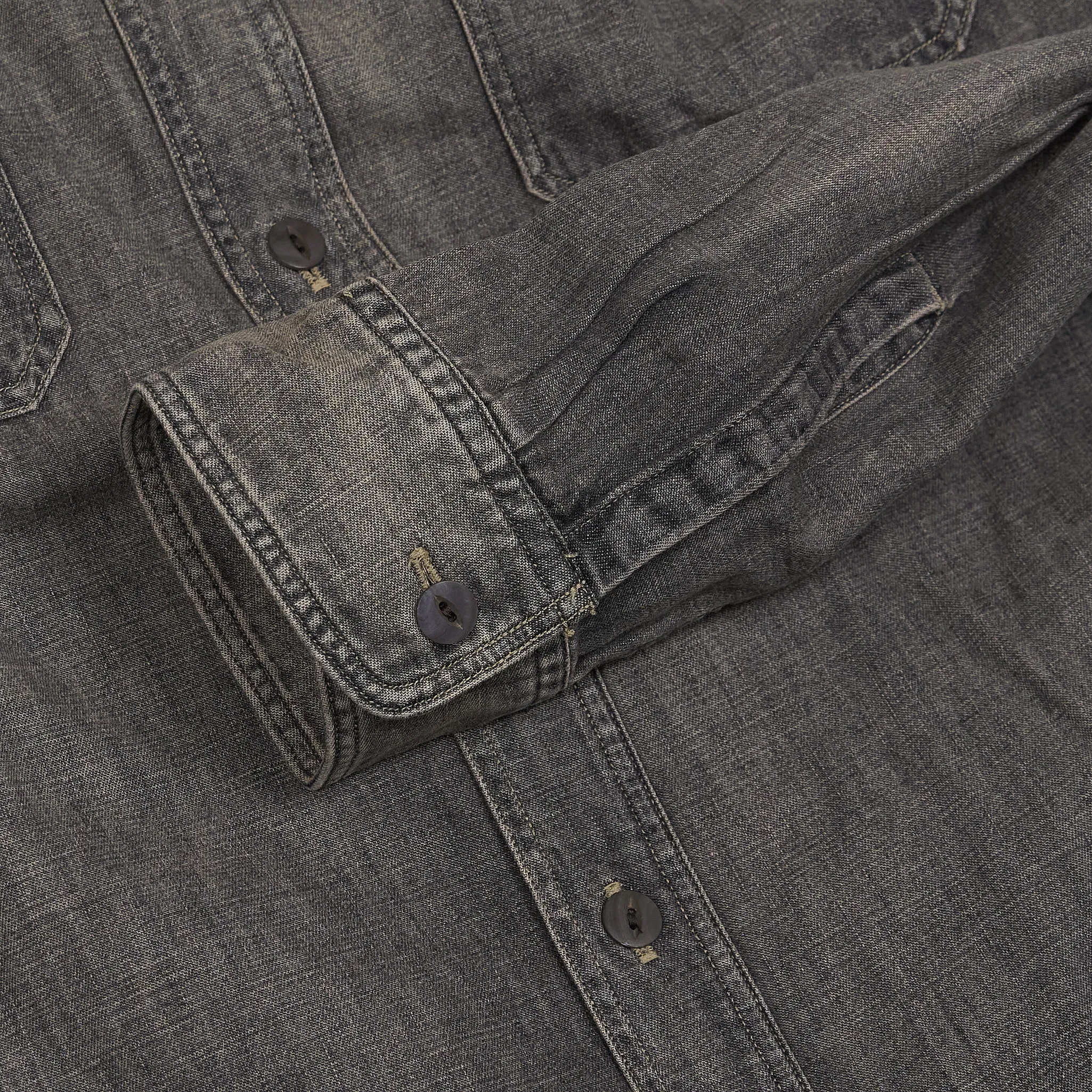 Double RL Black Chambray Long Sleeve Work  Shirt