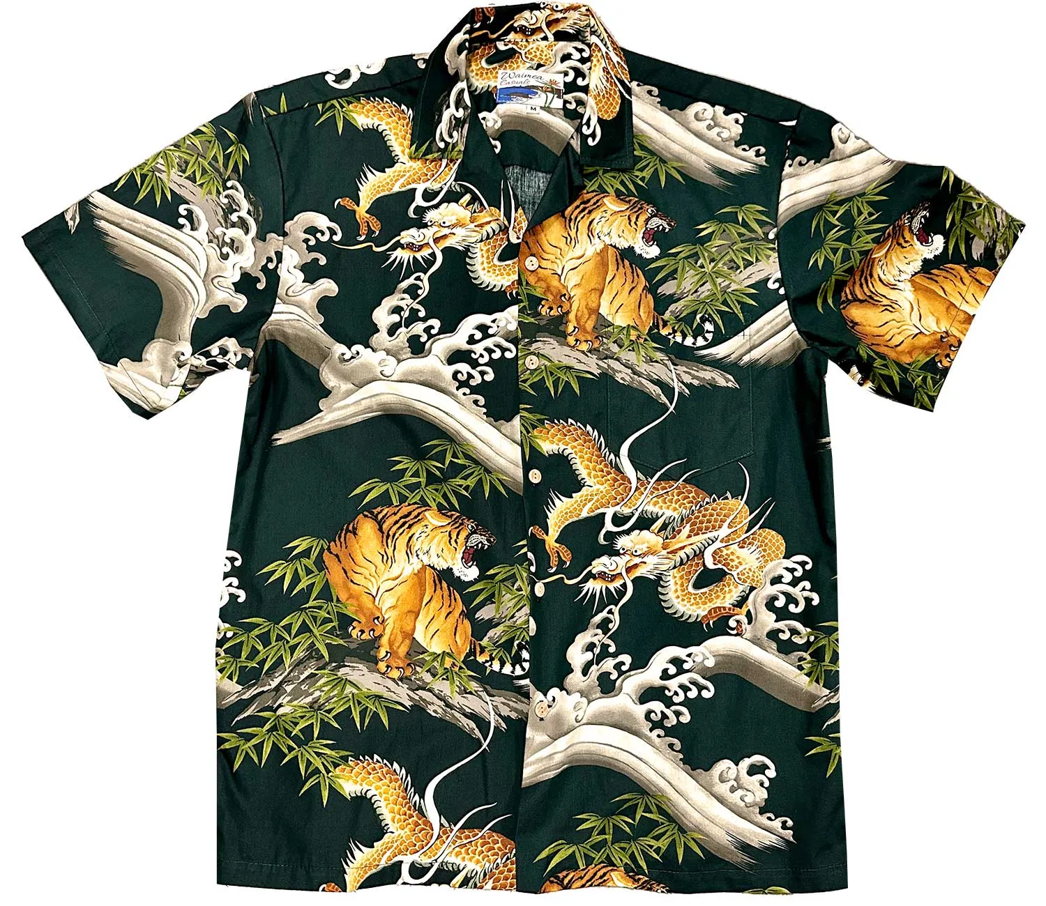 Dragons & Tigers Green Hawaiian Shirt