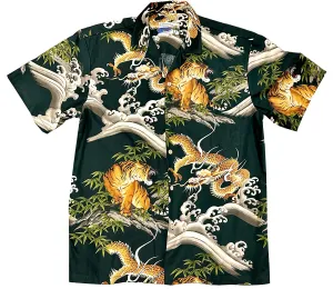 Dragons & Tigers Green Hawaiian Shirt