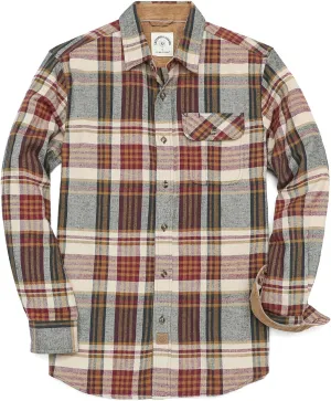 Dubinik® Mens Flannel Shirts Long Sleeve Flannel Shirt for Men Casual Button Down Brushed 100% Cotton Shirt