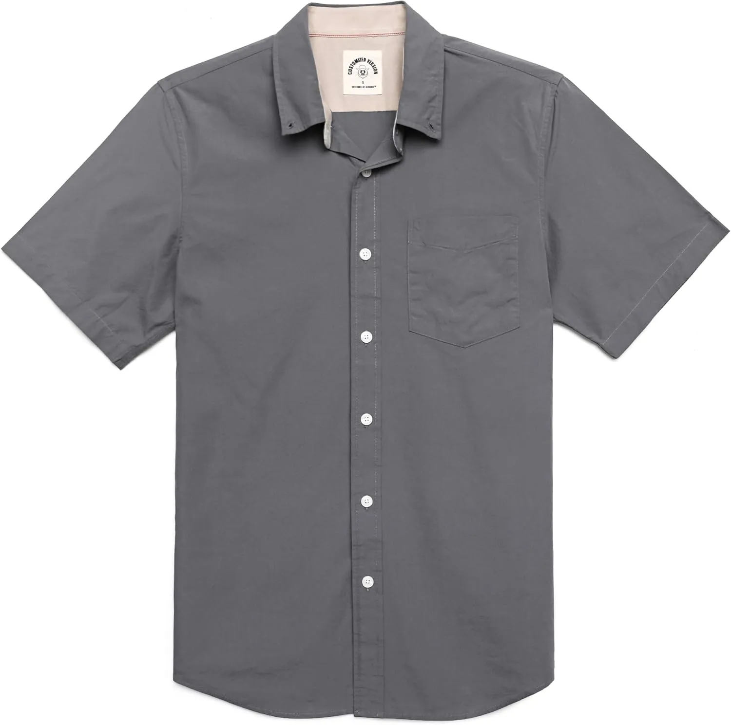 Dubinik® Mens Short Sleeve Button Down Shirts 100% Cotton Plaid Men's Casual Button-Down Shirts with Pocket