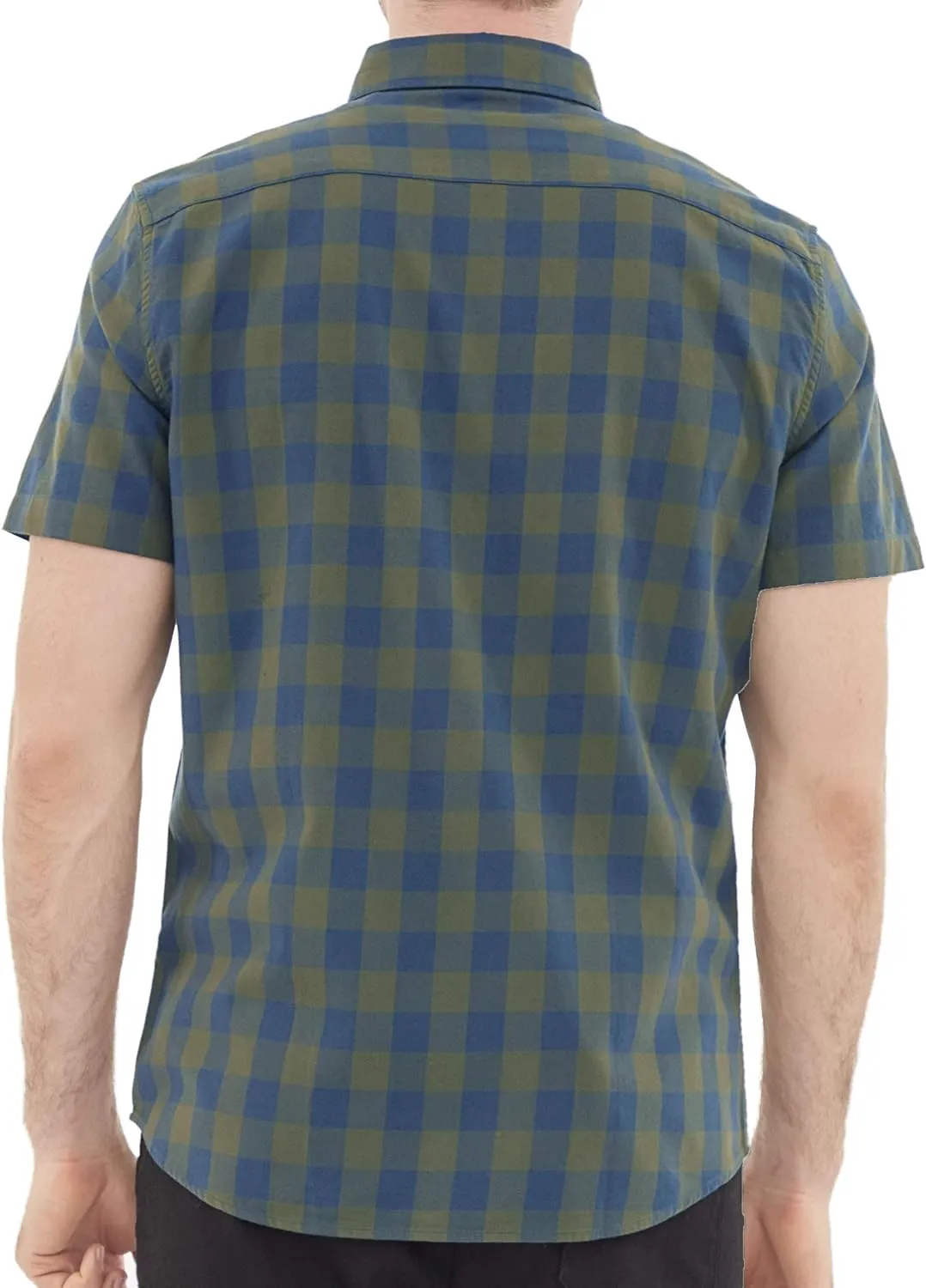 Dubinik Mens Short Sleeve Button Down Shirts 100% Cotton Plaid Men's Casual Button-Down Shirts with Pocket