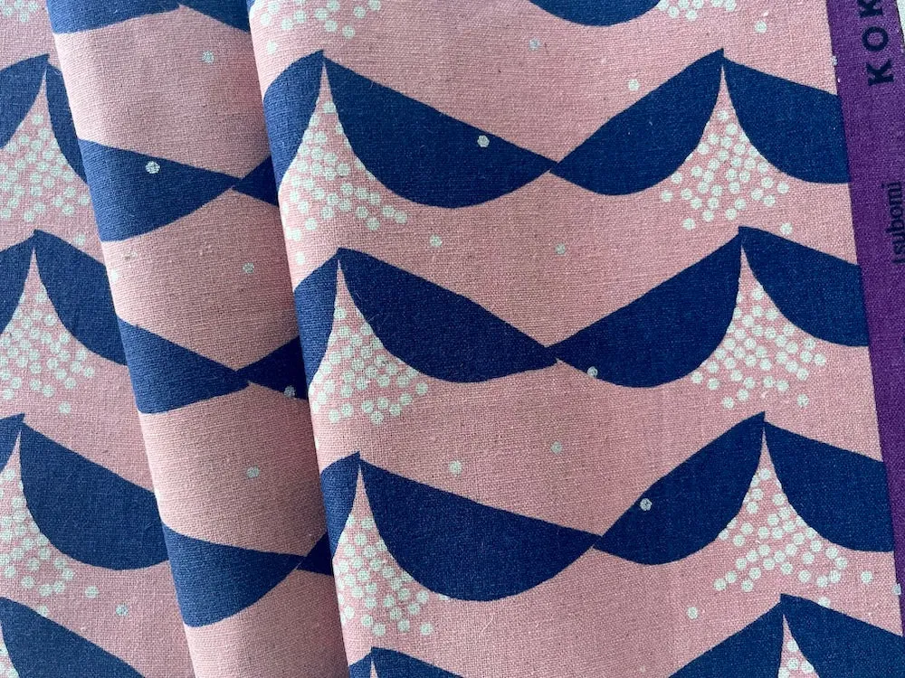 Dusty Rose Spilled Hexagons Cotton-Linen Canvas (Made in Japan)