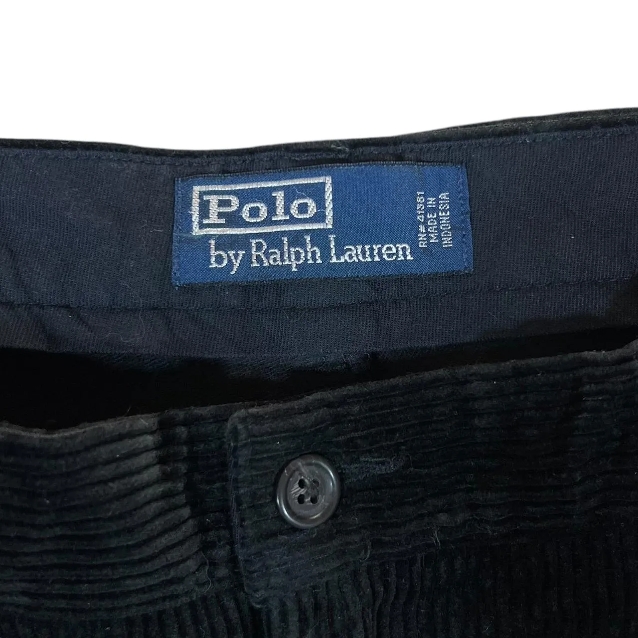 Early 00's POLO RALPH LAUREN Classic Black Corduroy Cord Straight Leg Trousers