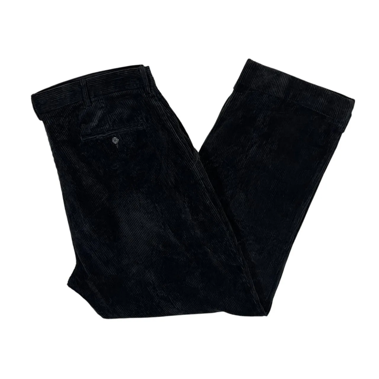 Early 00's POLO RALPH LAUREN Classic Black Corduroy Cord Straight Leg Trousers