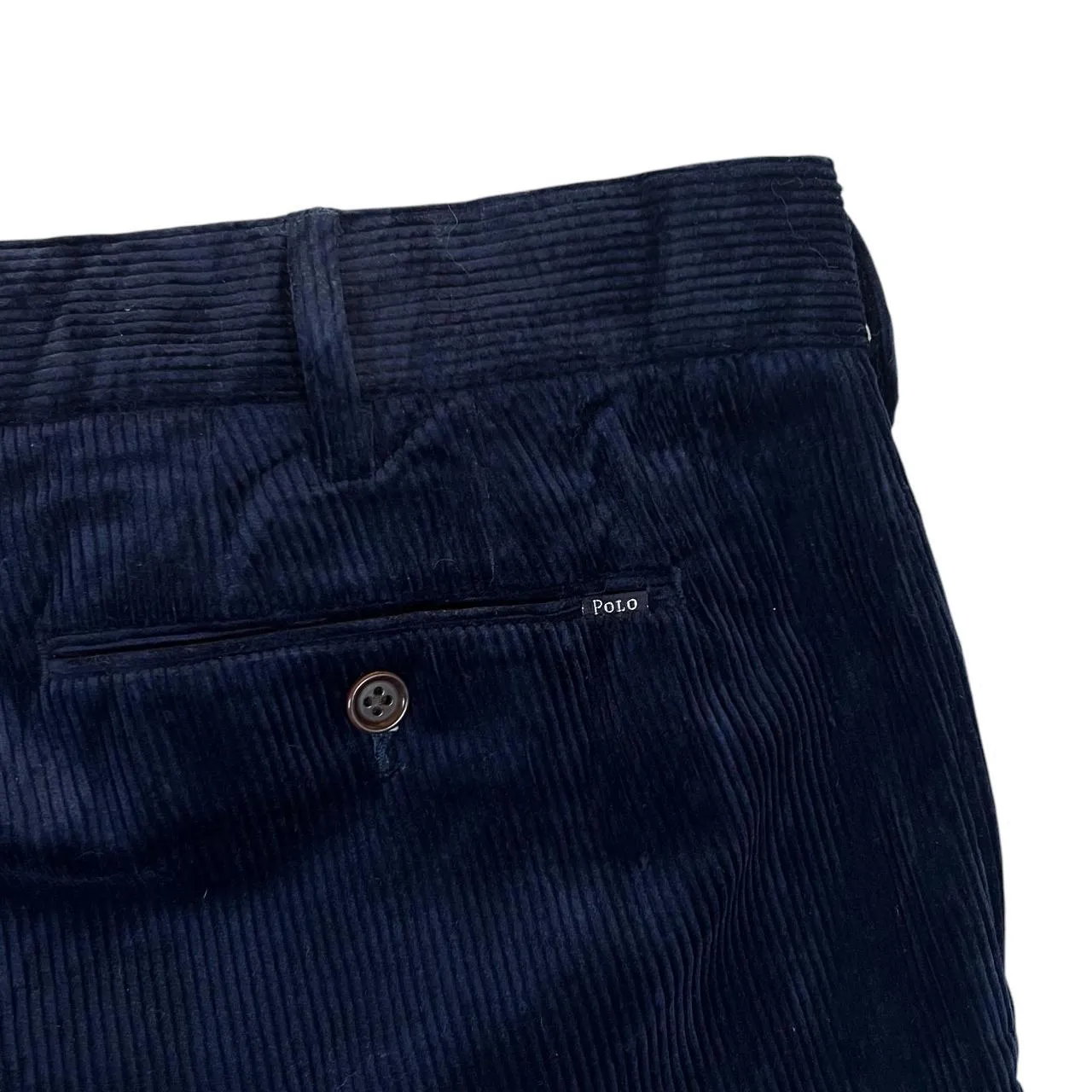 Early 00's POLO RALPH LAUREN "Classic Fit" Navy Blue Corduroy Cord Straight Leg Trousers