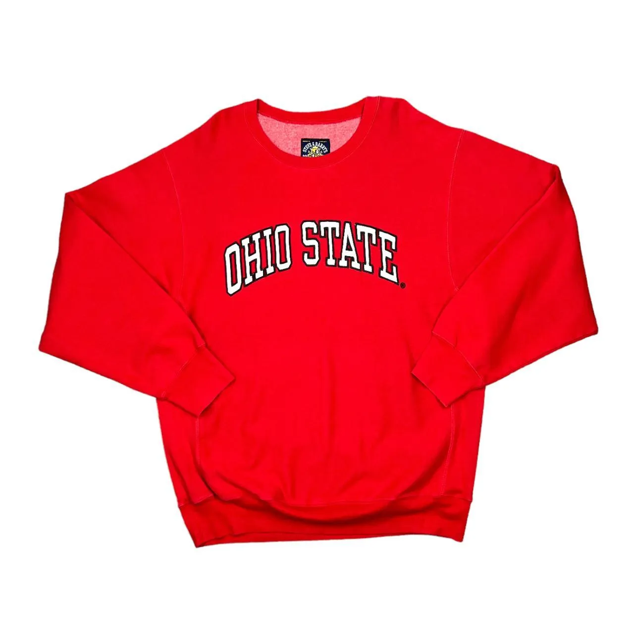 Early 00's Steve & Barry's NCAA OHIO STATE BUCKEYES Embroidered College Spellout Heavyweight Crewneck Sweatshirt