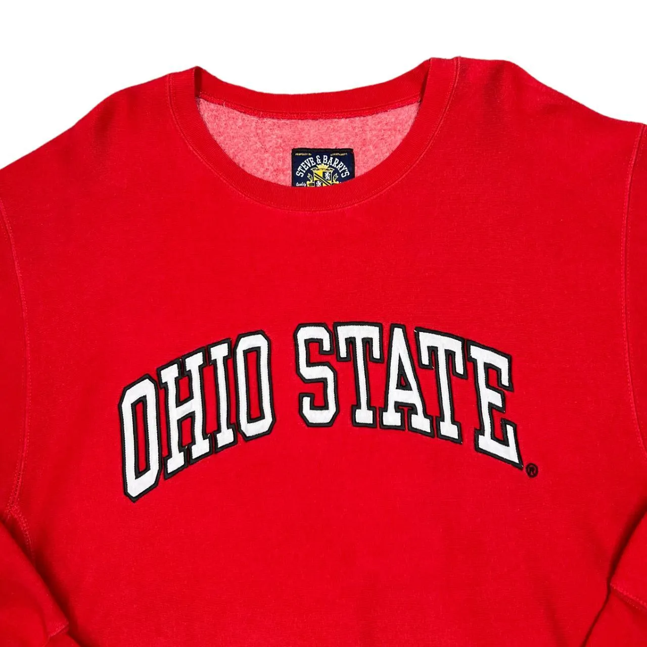 Early 00's Steve & Barry's NCAA OHIO STATE BUCKEYES Embroidered College Spellout Heavyweight Crewneck Sweatshirt