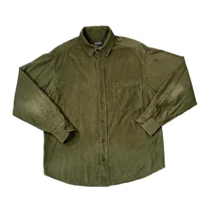 Early 00's WOOLRICH Classic Green Corduroy Cord Long Sleeve Button-Up Shirt